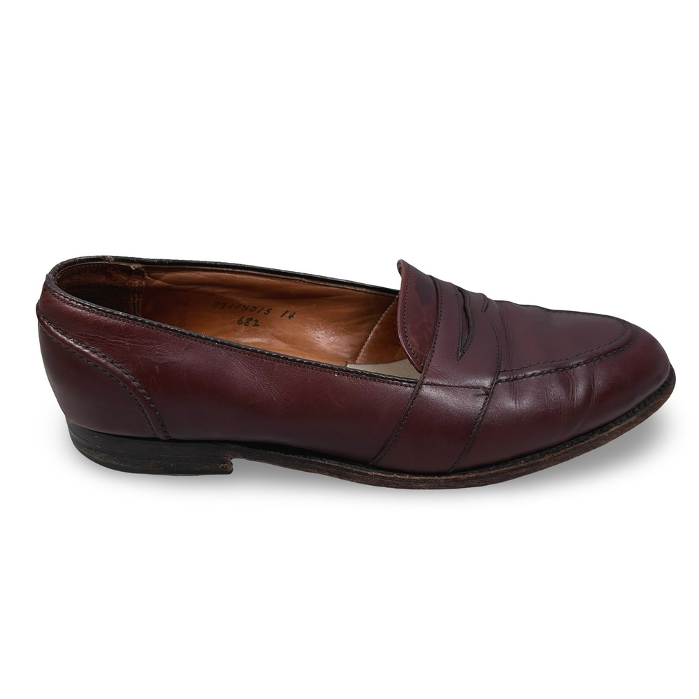 Alden 682 Mens Burgundy Leather Penny Loafers Size 9.5 C/E USA Dress Shoes